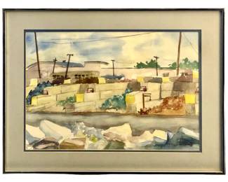 Signed Pat Wolff Mixed Media Watercolor Painting