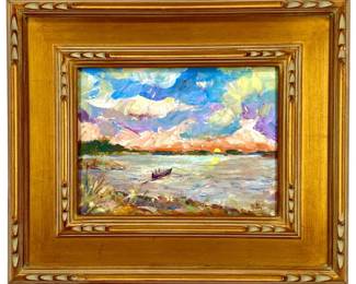 Signed Nadine Leo “Sue’s Island" Oil on Board