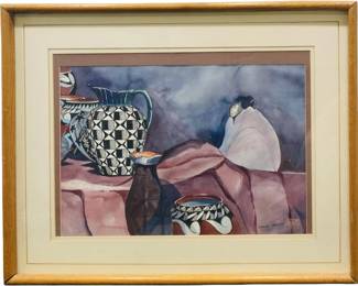 Charles Sessner Signed Watercolor and Ink On Paper
