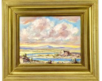 Signed Nadine Leo Oil on Canvas Desertscape