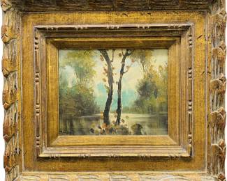 Small Signed Vintage Landscape Oil on Board