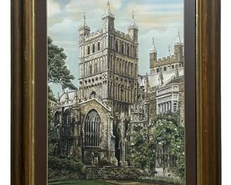 Signed Kay Stewart Cathedral Mixed Media