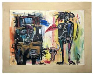Signed After Basquiat Mixed Media on Paper