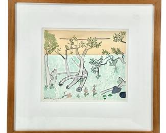Signed Abstract Landscape Watercolor on Paper