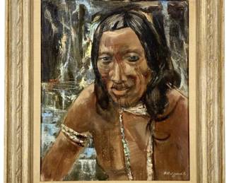 1962 Signed Native American Oil on Canvas