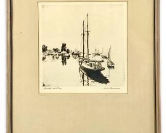 Framed Lionel Barrymore “Quiet Waters" Etching