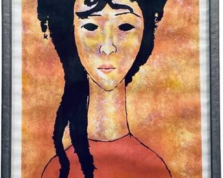 "Girl with Braids" Lithograph By Amedeo Modigliani
