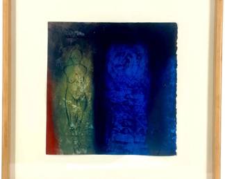 Signed Claudi Bernadi Abstract Oil Pastel on Paper