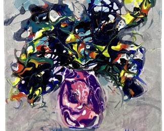 Signed Nadine Leo Abstract Acrylic on Canvas