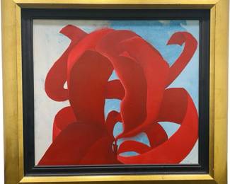Signed Abstract Framed Oil on Canvas
