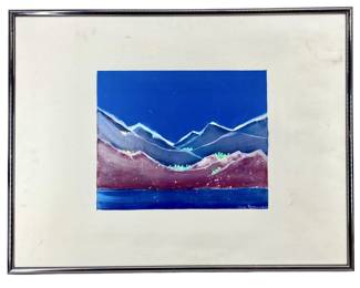 Signed Jana Peterson Mixed Media Mountain Scape
