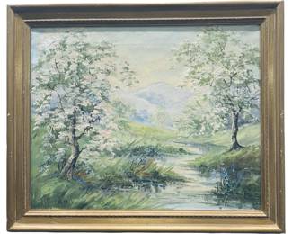 J. Wintergers Signed Landscape Pond Oil on Canvas