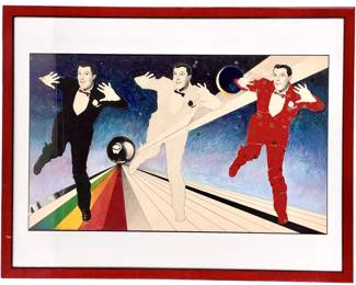 Framed Surrealist Mixed Media Painting