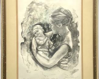 Signed Joan Purcell “Mother & Child" Lithograph