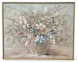 Signed Lee Reynolds Still Life Floral Oil on