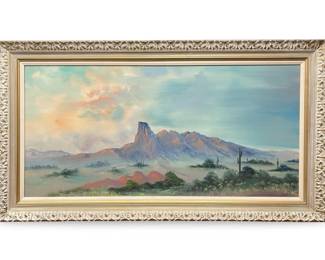 Signed Luther Paul Picacho Peak Oil on Board