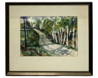 Signed Irving Lehman Watercolor Landscape