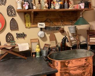 Many vintage laundry items.