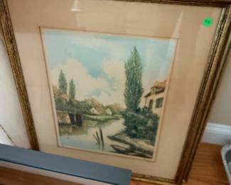 Vintage colored etching
