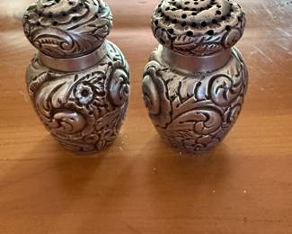 Repousse sterling salt and pepper