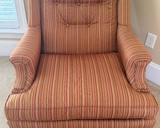 Vintage striped Armchair with tufted button back