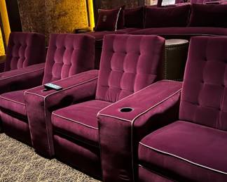 Home theater seating by Fortress (chairs) & Hickory (sofa & chaise)