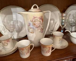 R S Prussia Porcelain floral Chocolate set