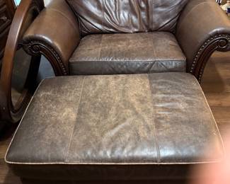 Oversized Leather chair and ottoman