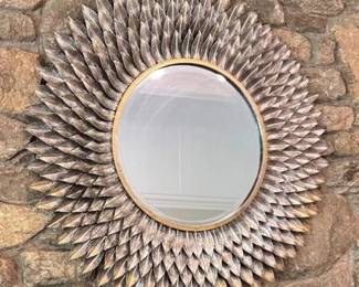 Metal Leaf Circular Mirror