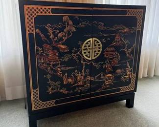 habersham hand painted black chinoiserie cabinet