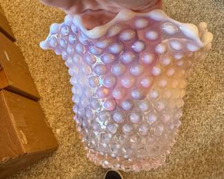 Fenton Cranberry Hobnail Vase