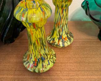 Czech Spatter Glass Vase