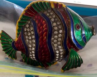 Rucinni Swarovski Crystal & Enamel Tropical Fish Trinket Box w/ Magnetic Lid