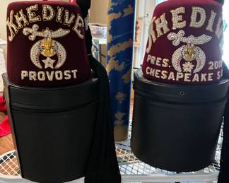 Khedive Shriner Fez Hats with Cases Chsaapeake S.C. PROVOST PRES. 2011