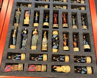 Civil war chess pieces packed in foam