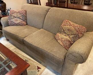 Sofa by Cochran of Canada, 84” wide x 40” deep x 18” top of cushion.