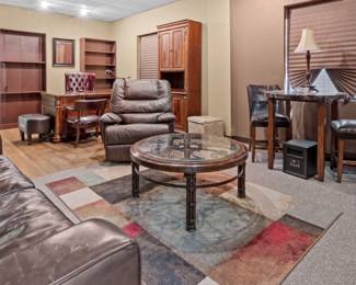 Couch, coffee table, table and chairs, recliner