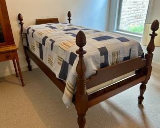 One of 2 matching twin beds, second one in the attic