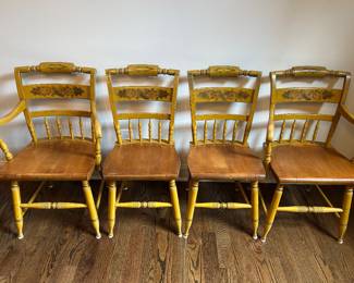 4 stenciled chairs
