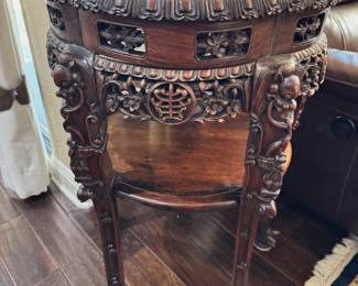 Carved Marble top side tables (2)