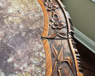 Carved Marble top side tables (2)