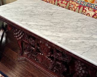 Carved Marble top Sofa/Entry Table