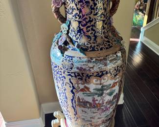 Very Large Hand Painted Asian Vase