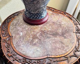 Carved Marble top side tables (2)