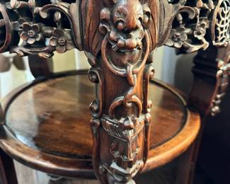 Carved Marble top side tables (2)