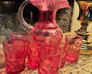 Pink Pitcher and glasses set