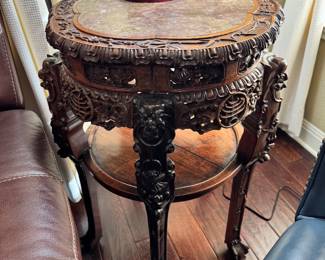 Carved Marble top side tables (2)