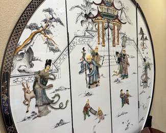 Asian round screen with raised elements
