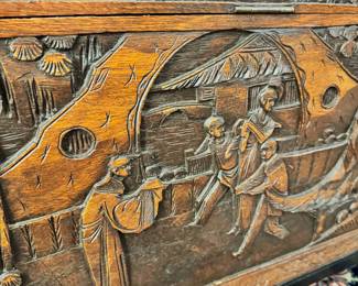 Carved Trunk with Glass Top