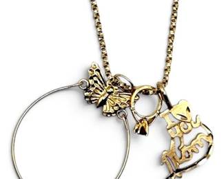 14k Gold Necklace w Pendants 4.46g